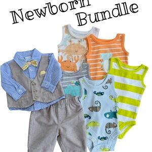 Newborn Animal Print and Striped Set